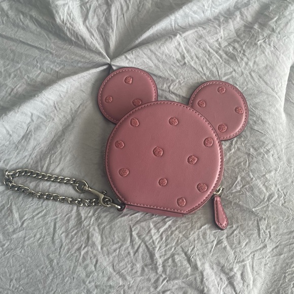Coach Minnie Mouse pink polka dot wristlet